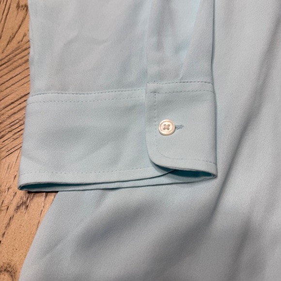 J. Crew Women's Size Large Light Blue Long Sleeve Button Down Shirt Blouse Sheer - Picture 10 of 10